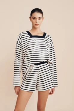 Cheap ARCHIE LONG SLEEVE TOP - NAVY STRIPE Coordinating Sets|Tops