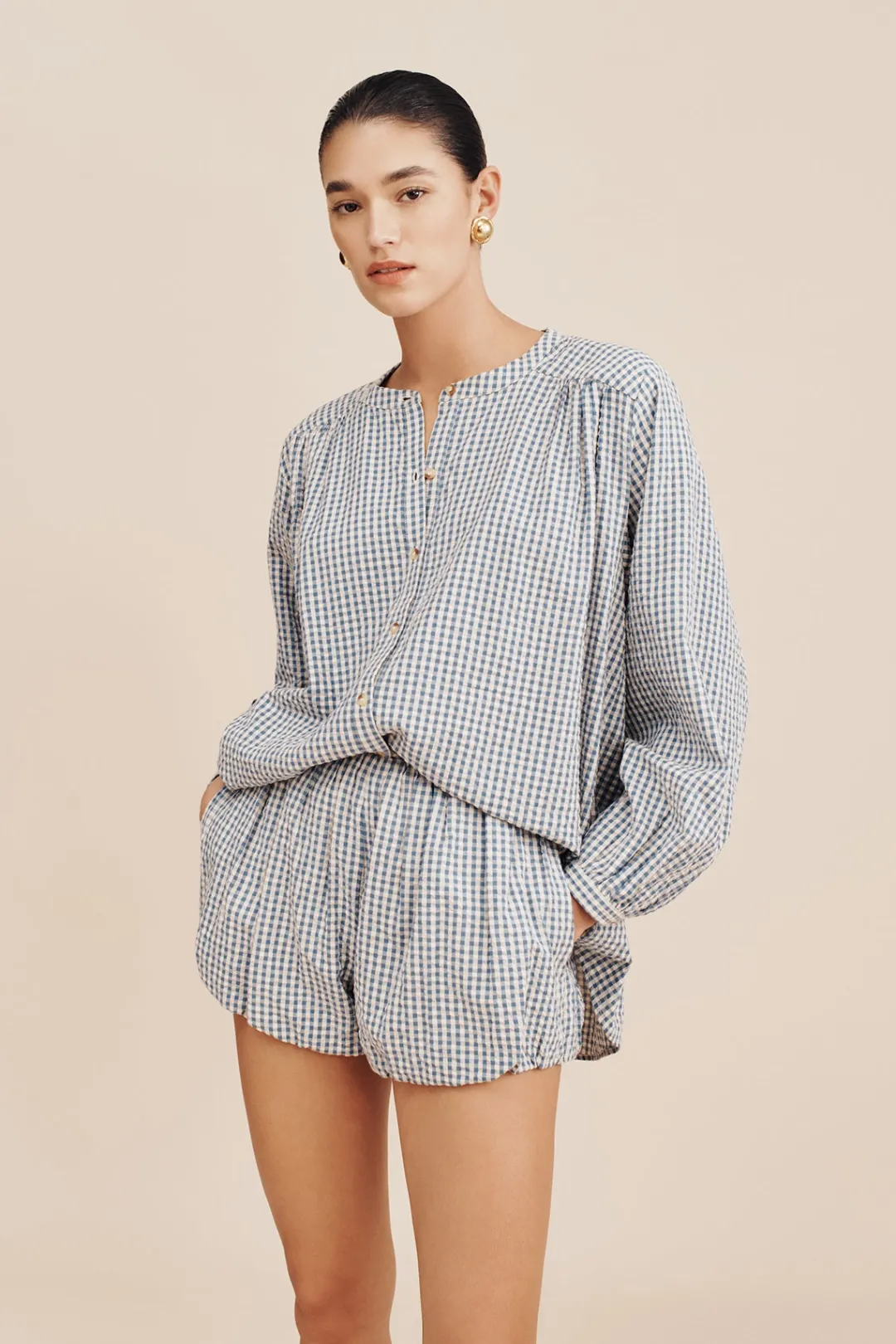 Hot AURELIA SHORT - BLUE GINGHAM Coordinating Sets|Shorts