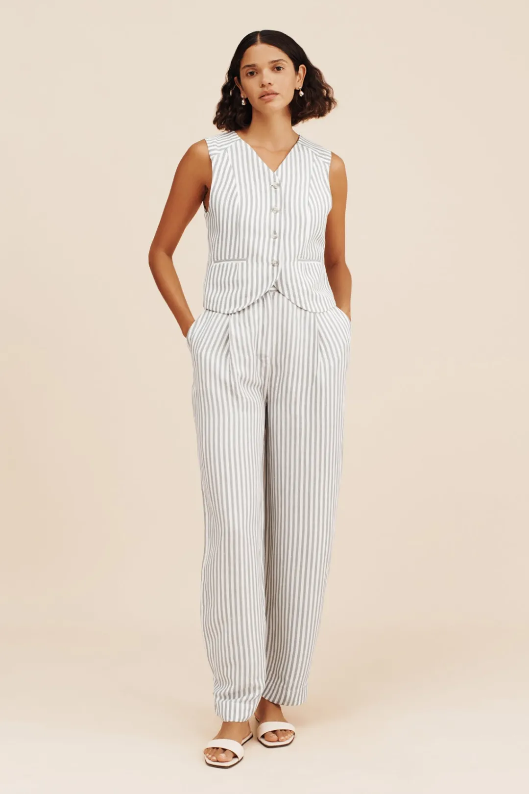 Sale DIANA VEST - SEAGRASS STRIPE Tops