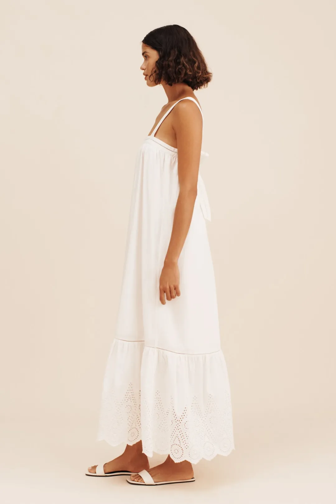 Store LOUISA TIE DRESS - VINTAGE WHITE Maxi Dresses|Dresses