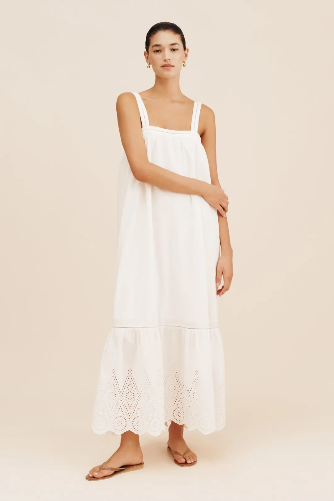 Store LOUISA TIE DRESS - VINTAGE WHITE Maxi Dresses|Dresses
