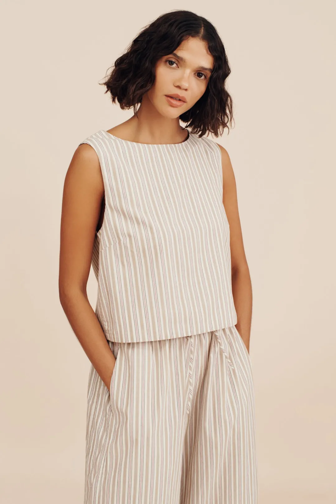 Cheap MABEL TOP - BEIGE STRIPE Coordinating Sets|Tops