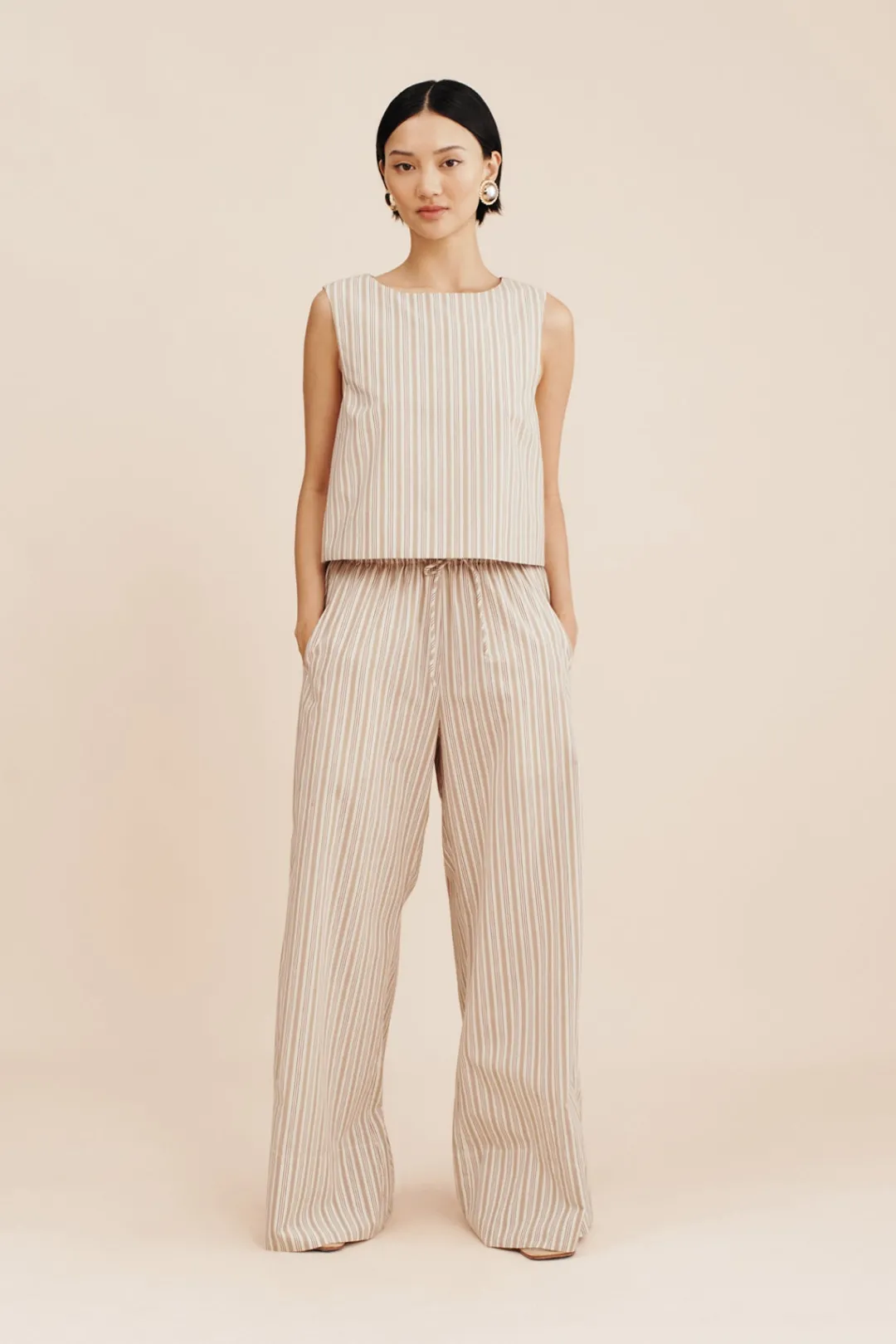 Cheap MABEL TOP - BEIGE STRIPE Coordinating Sets|Tops