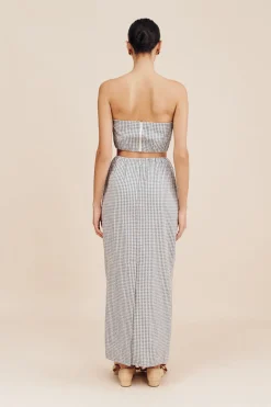 Outlet MIRA BANDEAU - BLUE GINGHAM Coordinating Sets|Tops