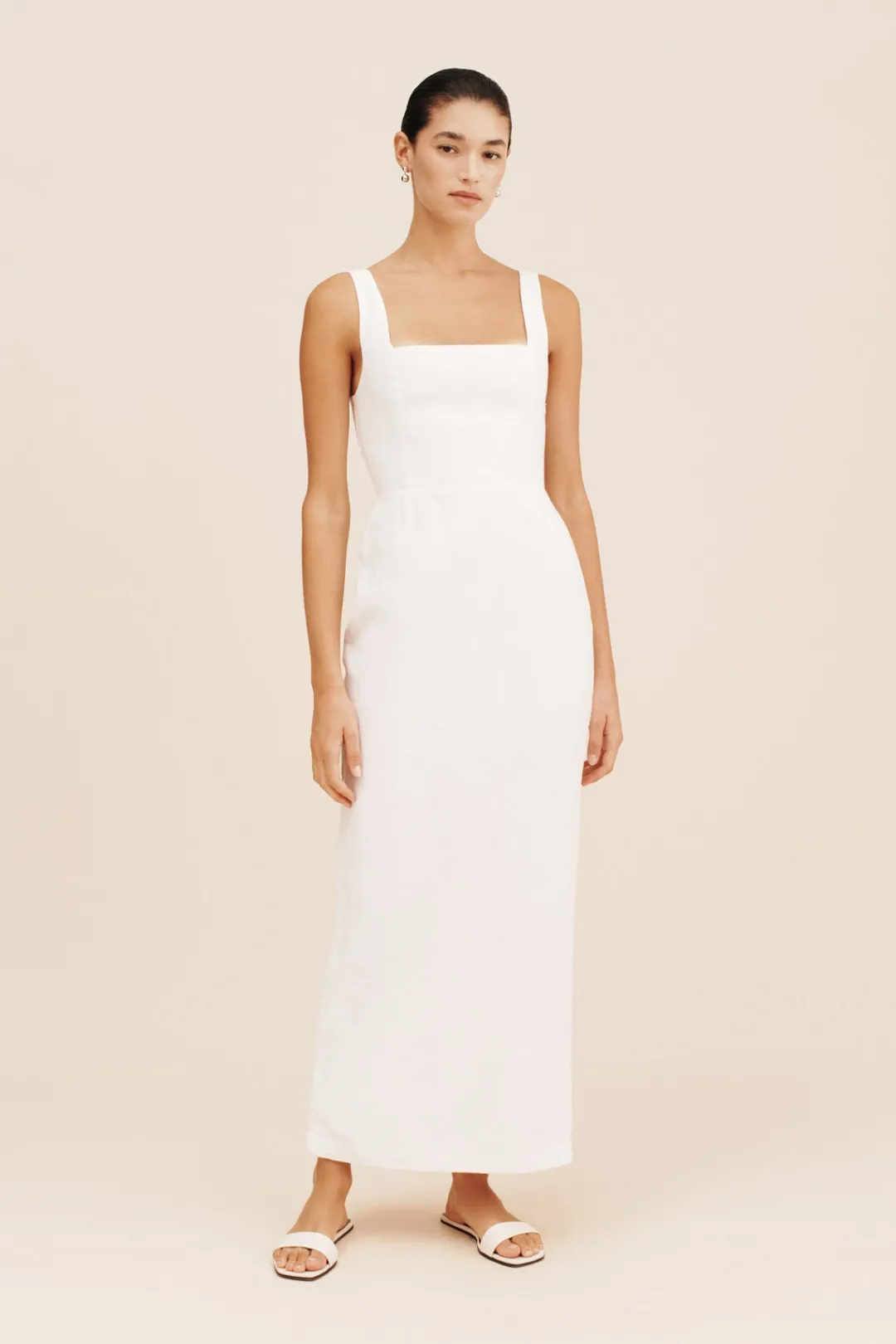 Best SKYLA COLUMN DRESS - Linen Dresses|Midi Dresses